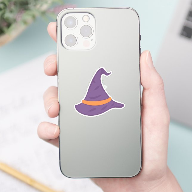 Pegatina Gorra púrpura espeluznante de Halloween (Teléfono)