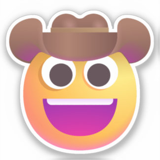 Pegatina Gorra Vaquero Sombreado Cara Emoji Cute Gracioso A