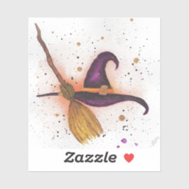 Pegatina Gorra y habitación de la bruja de Halloween