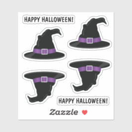 Pegatina Gorras de brujas con detalles morados Feliz Hallow