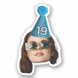 Pegatina Gorras de fiesta con caras personalizadas Cumpleañ