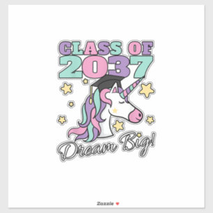 Pegatina Gorras de graduación de unicornio mágico para niña