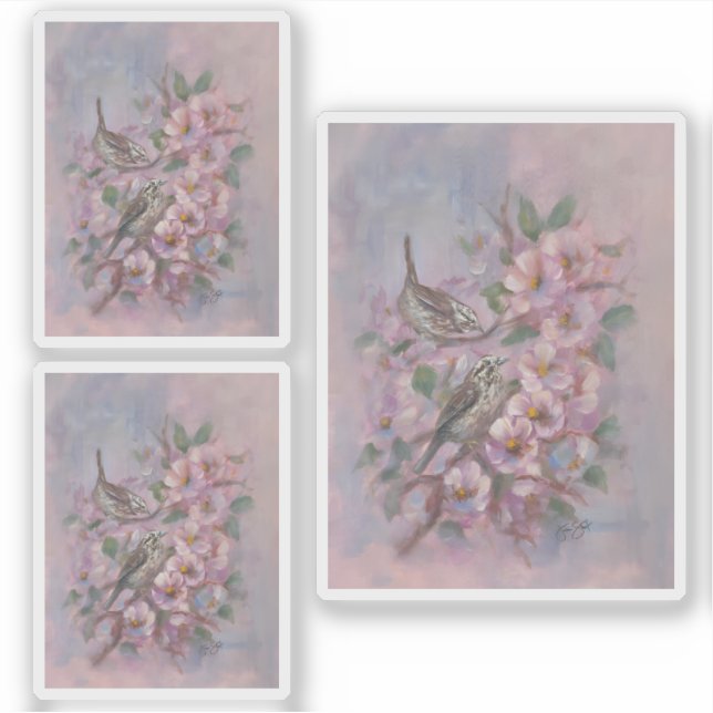 Pegatina Gorrión Cantor (Anverso)