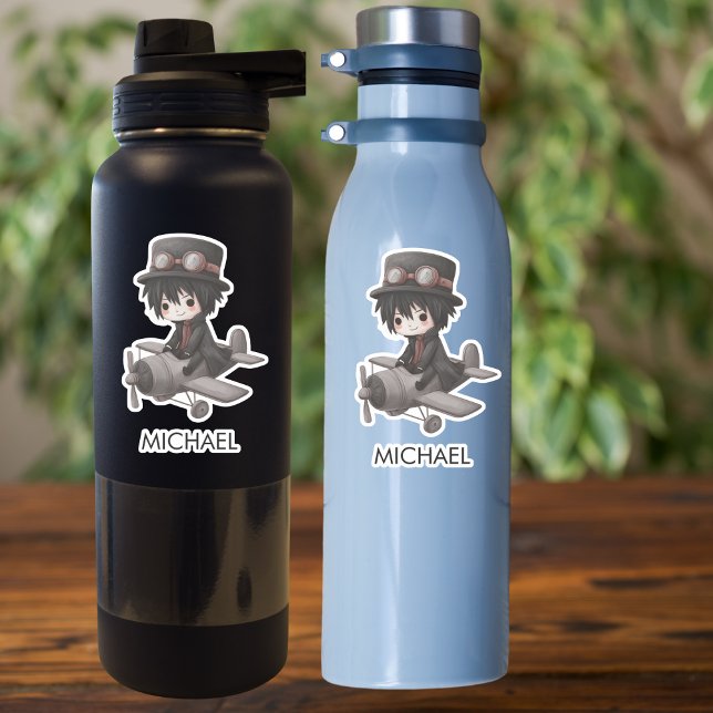 Pegatina Gothic Boy Pilot flies Airplane Personalized Anime (Subido por el creador)