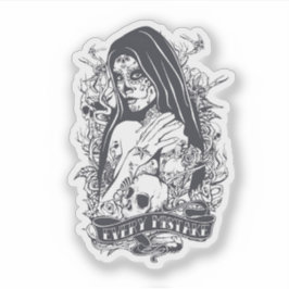 Pegatina Gothic Sugar Skull Woman Tattoo Art