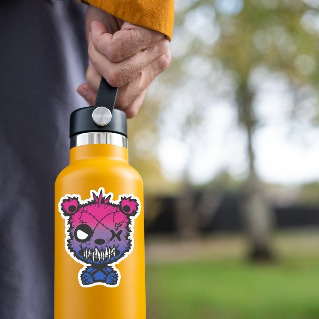 Pegatina Gótico Bisexual Bandera Orgullo Oso Colorido (Subido por el creador)