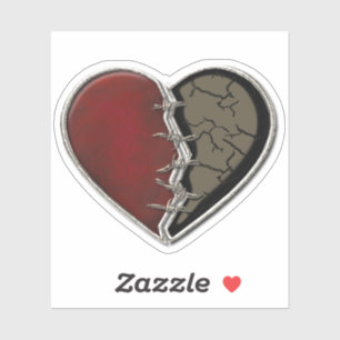 Pegatina Gótico Corazón Rojo Gemstone Negro