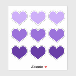 Pegatina Gótico Purple Lilac Indigo Love Heart Set de 9