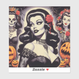 Pegatina Gótico Retro Halloween Pin up