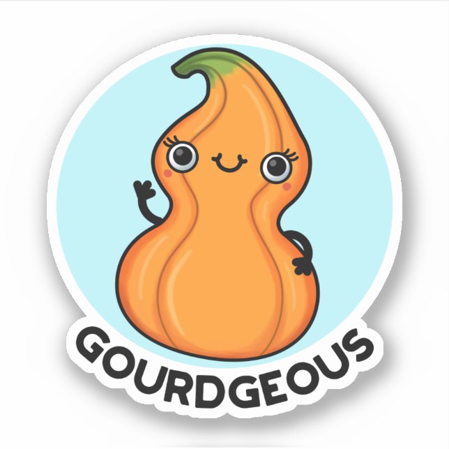 Pegatina Gourd-geous Funny Gourd Veggie Pun (Anverso)