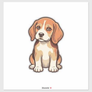 Pegatina Grabado Antiguo Cachorro Beagle Arte Vectorial_1