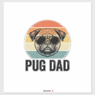 Pegatina Grabado vintage de papá pug Diseño de amante de lo