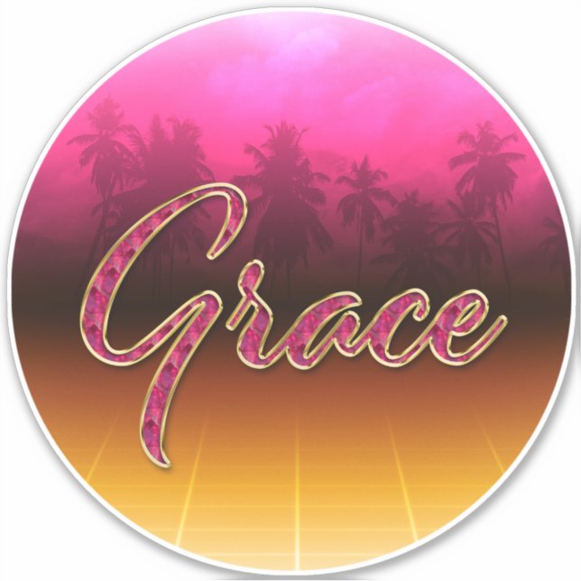 Pegatina Grace Vorname Name golden pink Aufkleber Sticker (Anverso)