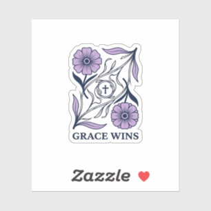 Pegatina Grace Wins Floral Camiseta Cristiana Vintage con G