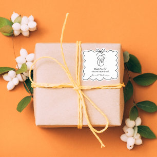 Pegatina Gracias a Baby Shower Neutral Black Modern