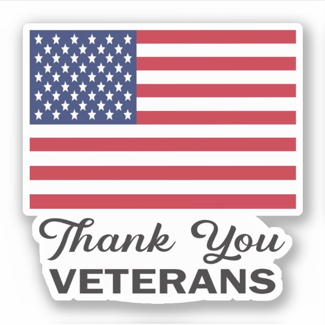 Pegatina Gracias a los veteranos con bandera estadounidense (Anverso)