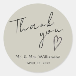 Pegatina Gracias Boda Moderno Minimalista