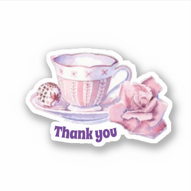 Pegatina Gracias café y rosa (Anverso)