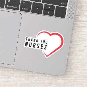 Pegatina Gracias Enfermeras  Rojo cardíaco