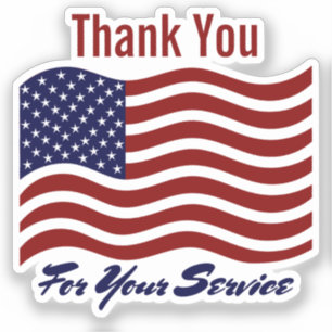 Pegatina Gracias Por Servicio Bandera Americana Veterano