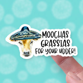 Pegatina Gracias por tu pedido Funny Cow Pun Business