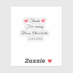 Pegatina gracias por venir agregar nombre mensaje de texto 