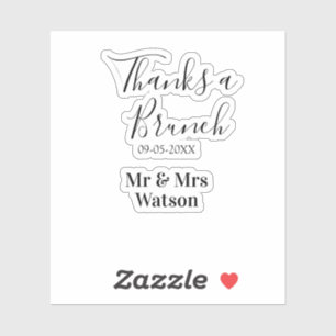 Pegatina Gracias un brunch post boda nombre fecha simple