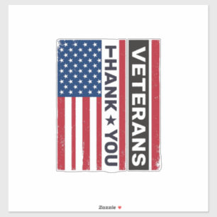Pegatina Gracias Veteranos Diseño de bandera angustiado vec
