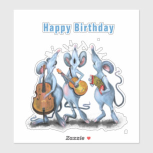 Pegatina Graciosa banda romántica de ratón - Feliz cumpleañ