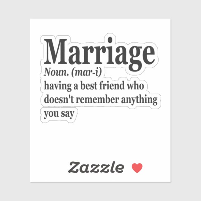 Pegatina Graciosa definición de matrimonio regalo de esposa (Hoja)