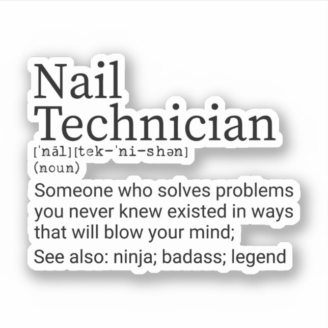 Pegatina Graciosa definición Nail Tech, regalos de técnico  (Anverso)