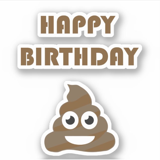 Pegatina Graciosa Emoji de poop, Fiesta de cumpleaños feliz (Anverso)