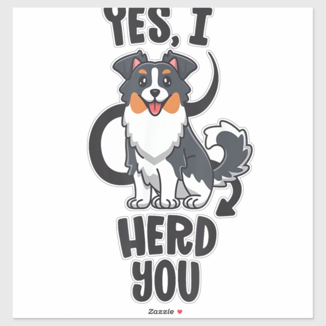 Pegatina Graciosa Pastora Australiana Regalos Aussie Sí I H (Hoja)