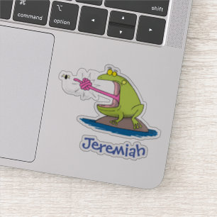 Pegatina Graciosa rana verde con humor personalizado de mos