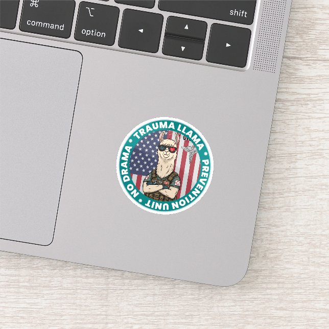 Pegatina Graciosa Unidad de Prevención de Trauma Llama (Detalle)