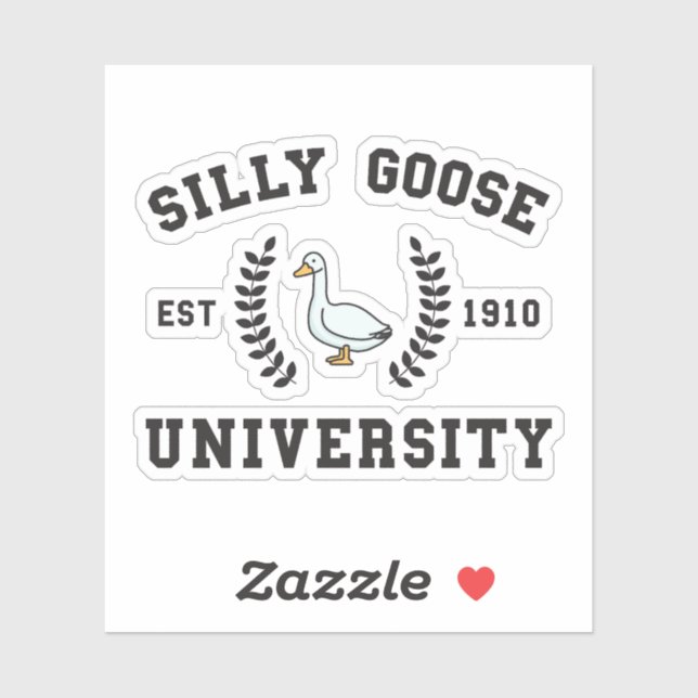 Pegatina Graciosa universidad de Silly Goose (Hoja)