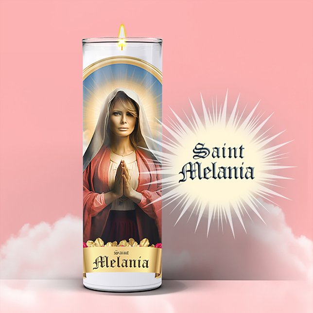 Pegatina Graciosa Vela de Oración de Saint Melania (Saint Melania Trump Devotional Prayer Candle Sticker Label)