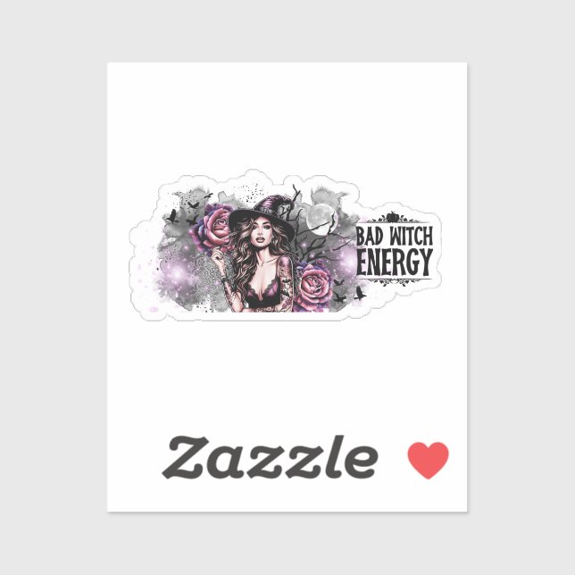 Pegatina Graciosa y mala energía de bruja (Hoja)