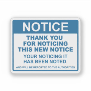 Pegatina Gracioso Aviso Gracias Por Notar Este Aviso