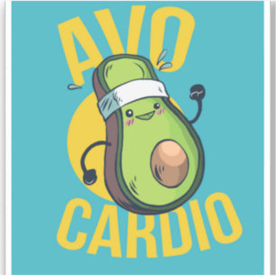 Pegatina Gracioso AVOCARDIO Aguacate Ejercicio de Gráficos 
