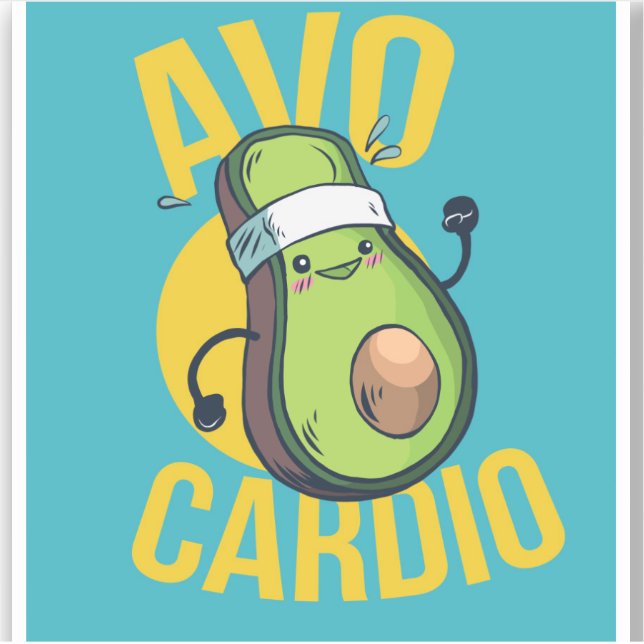 Pegatina Gracioso AVOCARDIO Aguacate Ejercicio de Gráficos  (Anverso)