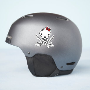 Pegatina Gracioso Black White Jolly Kitty Pirate Skull Bone