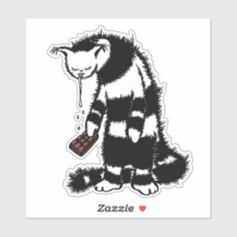 Pegatina Gracioso Chocolate Cat Lover - Tinta Dibujada Gato