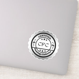 Pegatina Gracioso Colector Flamingo Certificado Negro y Pla