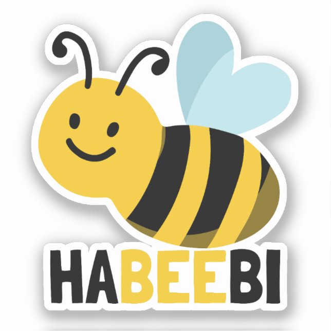 Pegatina Gracioso Cute Habebi Bee Pun Habibi (Anverso)