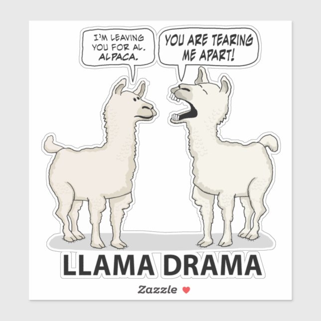 Pegatina Gracioso drama de Llama (Hoja)