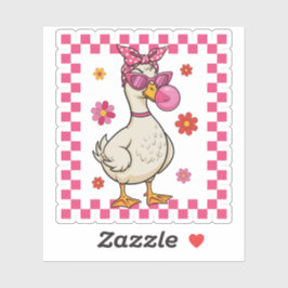 Pegatina Gracioso ganso con gafas de sol y bubblegum