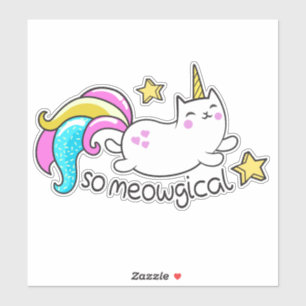 Pegatina Gracioso gatito de unicornio meowlógico
