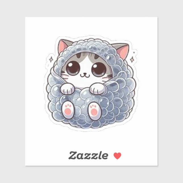 Pegatina Gracioso gato de burbuja (Hoja)