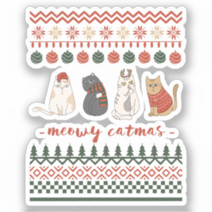 Pegatina Gracioso gato Navidad Pun - Navidades de gatos